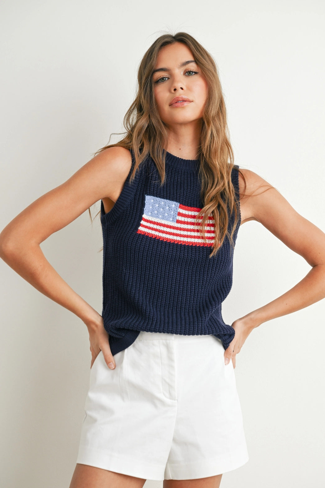 Flag Knitted Sleeveless Sweater